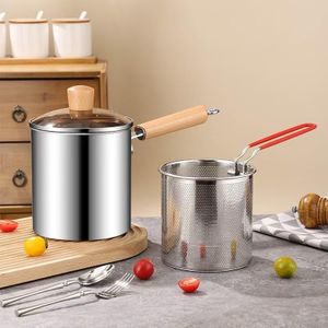 3L Stainless Steel Deep Fryer Pot Set – Oil Frying Pot with Basket, Lid & Tongs