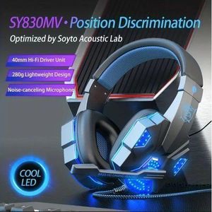 Over-Ear Gaming Headset with LED Backlight, Wired Headphones with Microphone, Wired Over-Ear Gaming Headset, Compatible with Laptops, Tablets, Game Consoles, IOS, Android Phones, Etc.
