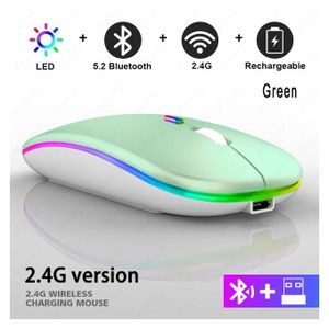 Ultra-Thin Rechargeable LED Backlit Wireless Mouse, 2.4G Silent Portable USB Optical Gaming Mouse Ergonomic Design, 300mAh Battery, Type-C Charging, Compatible with Laptops/Desktops/Tablets, No Charger Included, Computer Accessories - Green