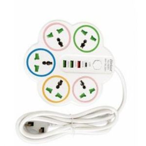 AD Universal 5 Way Extension Board With 5 USB Ports- White