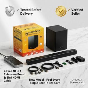 Midea TV Soundbar with Subwoofer + 10-in-1 Extension Board & 3-in-1 HDMI Cable - Bluetooth Home Theater Audio