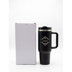 Ims Stainless Steel Double-Walled Insulated Travel Tumbler Mug with Handle - Black