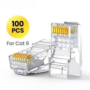 Cat6e RJ45 Plug Connectors (100pcs) For Ethernet Cable - clear