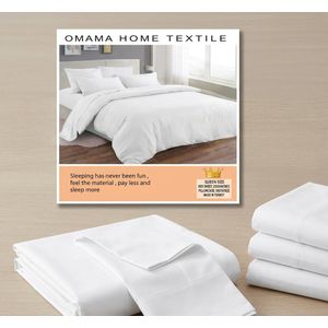 OMAMA HOME TEXTILE 4-Piece Queen Size Bed Sheet Set – Soft Bedding Set with 1 Bed Sheet & 3 Pillowcases- White 