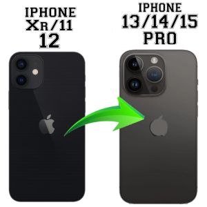 iPhone 12 / 11 /XR Mod to 13 / 14 Pro DIY Transformation Full Converter Upgrade/Change Phone Case/Cover/Adapter Back Glass & Camera Protector Film - Black