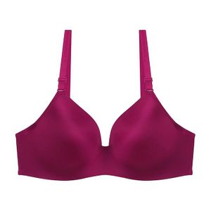 Binnys Elegant & Sleek Ruby Red Fixed Padded Underwire Bra Adjustable straps Pearl Silk Fabric for Daily Office Wear, Seamless Shiny Smooth Women’s T-Shirt Bra