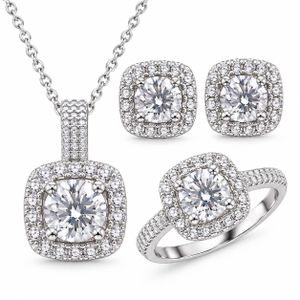 Elegant Silver-Tone Crystal Jewelry Set for Women – Necklace, Earrings & Ring