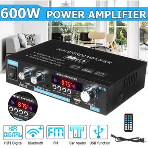 Home Bluetooth 5.0 Audio Sound Amplifier 90W+90W 2.0 Channel Mini HiFi Digital Amplifier Stereo Receivers with Bass & Treble Control 