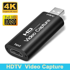 Metal 4K HDMI compatible video capture card, USB 2.0 video capture device, suitable for PS4 game DVDs, video recording from cameras, live streaming media