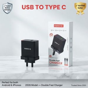Energy-B 9A Fast Charger, USB-A + Type-C Output for Iphone & Android