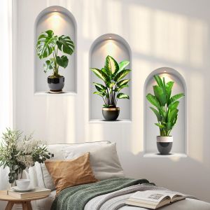 (3 Pieces) 3D Decorative Wall Stickers, Vintage Vase Decorative Stickers