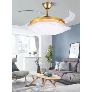 Modern Golden Crystal Ceiling Fanlight With Remote - Retractable