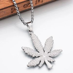 New Maple Leaf Pendant Necklace For Women Punk Style Men Necklace Stainless Steel Sweater Chain  Jewelry Accessories Gift