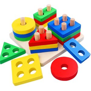 Montessori Wooden Educational Shape Stacking Toy -Multi