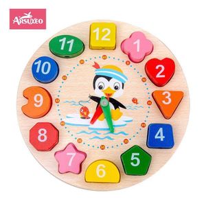 Arsuxeo Baby Educational Toy Montessori Wooden 3D Toys Childhood Learning Kids Baby Colorful Wooden Blocks For Children