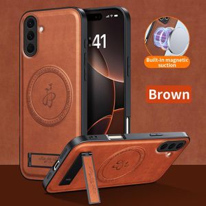 Sendo  Phone Case, Compatible Galaxy A16 Phone, High Quality MAGSAFE, Wireless Charging luxury leather Case With Kick-Stand - Brown 