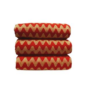 Kente Bonwire Handwoven - 6 Yards- Red/Gold