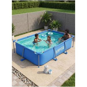 693 3M Rectangular Above-Ground Swimming Pool with Steel Frame, 3701L Capacity & 1136L/h Filter Pump