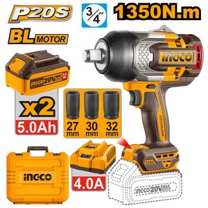 Ingco CIWLI20135 Cordless Impact Wrench - Brown & Yellow