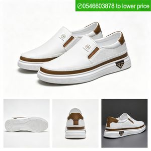 Stylish White Leather Sneakers Casual Slip-On Shoes For Men