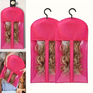 3-Piece Wig Dust Cover Set: Includes one 60cm storage bag and two large h-ooks, ideal for wig storage and dust protection.