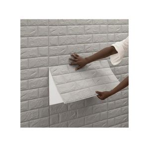 DIY 3D Wall Stickers PE Foam Self-adhesive Waterproof Wallpaper Removable & Waterproof Art Wall Tile (L30.3 x W27.6 x T0.2)inch - Grey