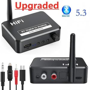 Bluetooth 5.3 HiFi Digital to Analog Audio Converter – Wireless BT Receiver with RCA/AUX Output & Volume Control