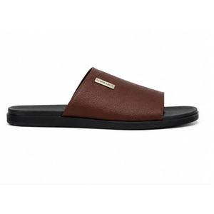 Nokoko Flexible Men's brown and fashion slippers – Fashionable Non-Slip Leather Slide Sandals For Casual Indoor & Outdoor Wear