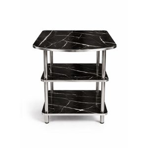 Modern 3-Tier Wooden TV Stand with Metal Frame - Entertainment Center Table for Living Room, Bedroom & Office (W60 x D47 x H60)cm / (W23.6 x D18.5 x H23.6)inch