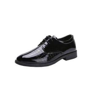 BLWOENS Men's Formal Shoes Tuxedo Dress Shoes Classic Oxfords Faux Patent Leather Shoe Lace-up Dress Shoes for Business Wedding Suit - Black