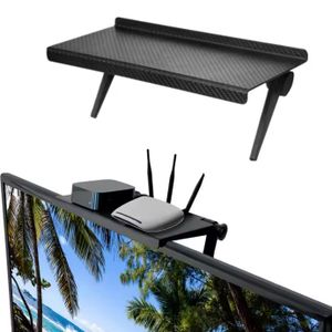 Carbon Fiber TV Stand with Wireless Router And Cable Box Holder Storage Bracket 