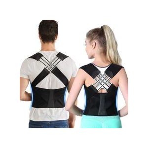 Unisex invisible shoulder opening posture corrector for hunchback, back posture correction belt. - Black