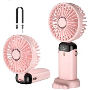 Classic Portable Mini Handheld Fan with Digital Display – Foldable 3-Speed USB Fan