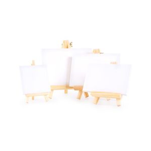 12 Pack 5 Inch Mini Wood Display Easel Natural Wooden Tripod Holder Stand  for Displaying Small Canvases and Photos