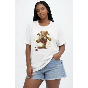 Women's Oversize Crew Neck Short Sleeve T-Shirt Plus Size Tee with Creative BBT170003