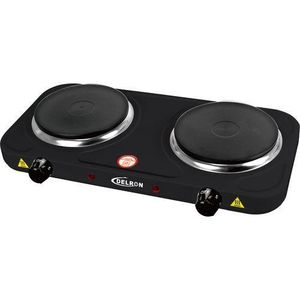 Delron 2 Burner Electric Hot Plate - 2000W - Black