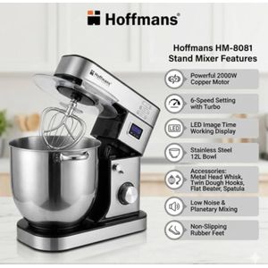 Hoffmans Electronic Stand Mixer 15 Litres Sliver