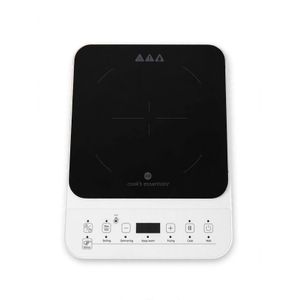 Cook Essentials Portable Induction Cooker - Single Burner Hot Plate - 6 Cooking Functions - White & Black