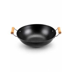 42cm Double Ear Wok - Thickened Stir-Fry Cooking Wok with Dual Side Handles - Black