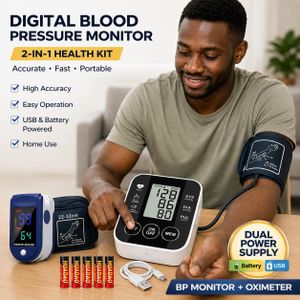 TOUPHY 2-in-1 Home Health Kit: Digital Vital Sign Monitor and Pulse Oxygen Detector, Ideal for Households