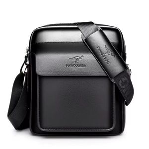 Fumddaishu Men's Leather Shoulder Messenger Bag - Black (Vertical Style)