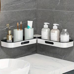 1 Heavy-Duty Corner Storage Shelf - No drilling required, damage-f-ree i-nstallation, space-saving floating shelf for bathroom, kitchen, and shower.