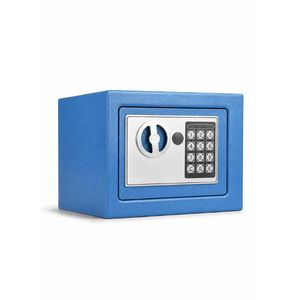 Digital Safe Box - Electronic Security Lock Box with PIN Code & Override Keys, Solid Steel Money Jewelry Storage, Pre-Drilled Mounting Holes, LED Keypad, Fabric Pad, Home Office Business Use (W23 x D17 x H17)cm / (W9x D6.7 x H6.7)inch - Blue