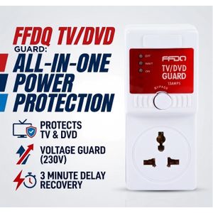 230V 13A TV GUARD Voltage Protector Surge Protector for TV/Refrigerator/Washing Machine, Intelligent Delay Recovery Electronic Appliance Guard, Universal Outlet Plug, White