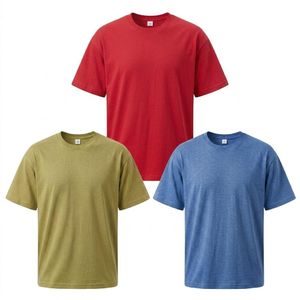 3-Pack Premium Men's Cotton T-Shirts – Solid Color Crew Neck T-Shirts – Red, Olive Green, and Blue