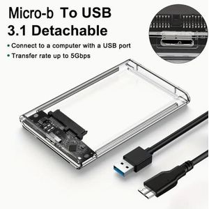 Transparent enclosure for 2.5-inch hard drives, USB 3.1, SSDs, SATA SSDs, for MacBook and PC