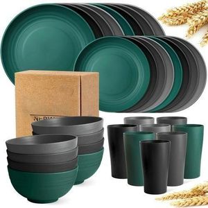 32-piece Kitchen Plastic Wheat Straw Cutlery Set