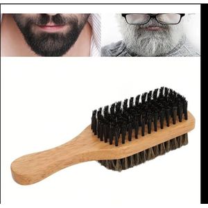 Double-Sided Grooming Brush – Wooden Handle Soft & Stiff Bristles for Hair, Beard Styling & Shoe Polishing