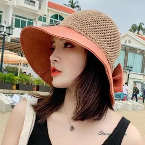 bucket hat for women cap for woman Korean Girl Linen Sun Protection Hollow  Knitted Hat Spring Basin Korean Style Caps Female Hats Sun Hat Bucket Hat