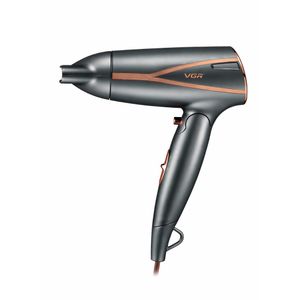 1600W Foldable Hair Dryer with DC Motor, Dual Voltage - Black